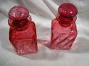 Pair of Antique Rubina Scent Bottles, Stoppered, S