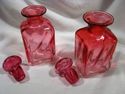 Pair of Antique Rubina Scent Bottles, Stoppered, S