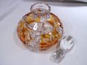 Bohemian Amber Cut to Clear Crystal 3-Piece Dressi