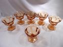 Set 6 Vintage Amber Footed Sherbets, Dessert Cups,