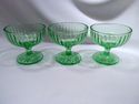 Set of 12 Vaseline Glass Dessert Dishes, Sherbets,