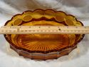 Pair of Amber Fostoria Coin Pattern Bowls, Oval, R