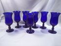 Set of 7 Large Cobalt Blue Goblets, Studio Glass, 