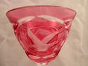 Large Cranberry Wine Glass, Bohemian, Czech, Cut C