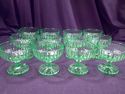 Set of 12 Vaseline Glass Dessert Dishes, Sherbets,