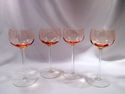 Ten Pieces Pink Optical Ribbed Elegant Glass Stemw