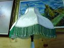 Superb White Cut to Green Vintage Lamp, Fringed Ma