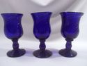 Collection of 7 Cobalt Blue Swirled Pattern Goblet