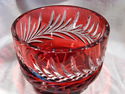 Vintage Signed Lausitzer Glas Crystal Red Cut to C