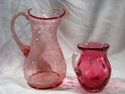 Two Gorgeous Glass Pitchers, Blenko Crackle Glass 