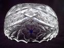 Rare Marked American Cut Crystal Bowl, Blue Flower