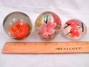 Collection of 6 Paperweights, Hand-Made Glass, Flo