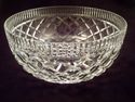 Marked Waterford Cut Crystal Bowl, Cross-Quilt Des