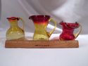 Five Pieces Amberina, Sunset Crackle Glass, Pitche