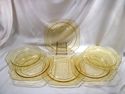 Set of 6 Federal Glass Madrid Pattern Luncheon Pla