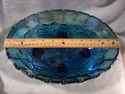 Blue Carnival Glass Footed Fruit Bowl, Indiana Gla