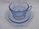 Set 4 Cups and Saucers, Federal Glass Madrid Patte