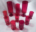 Collection 10 Ruby Red Footed Glasses, 7 Cordial o