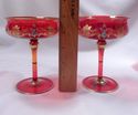 Antique Bohemian 4 Piece Set of Cranberry Champagn