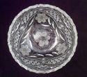 Rare Marked American Cut Crystal Bowl, Blue Flower