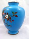 Antique Japanese Cloisonne Enamel Vase, Blue, Flor