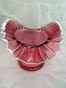 Large Vintage Fenton Cranberry Top Hat Vase with W