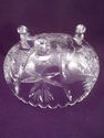 Snail Footed Cut Crystal Bowl, 4 Hobstars, 6 1/2" 