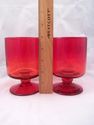 Set of 4 Large Ruby Red Footed Glass Goblets, Wate