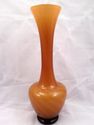 Art Glass Vase, White Encased in Amber Swirl, Dark