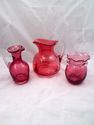 Collection of 3 Hand-Made Cranberry Glass Items, 2