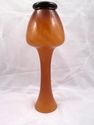 Art Glass Vase, White Encased in Amber Swirl, Dark