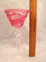 Large Cranberry Wine Glass, Bohemian, Czech, Cut C