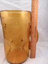 Large Amber Blenko Crackle Glass Pitcher, 10" Heig