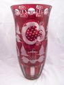 Large Bohemian, Czech Ruby Red Crystal Vase Cut to