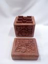 Three Hand-Carved Teakwood Boxes from India, One M