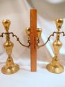 Pair of Vintage Brass 3-Candle Candlesticks, Candl