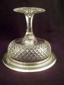 Rare Cut Crystal Compote with Sterling Silver Rim,