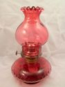 Cranberry Glass Oil Lamp, Operable, Excellent Cond