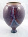 Hand-Made Ceramic Studio Vase, Blue, Red, Purple, 