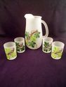 Satinized Hand-Painted Glass Juice Set, Pitcher, 4