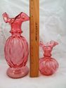 Two Fenton Cranberry Melon Hand-Made Art Glass Pit