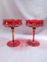 Antique Bohemian 4 Piece Set of Cranberry Champagn