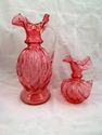 Two Fenton Cranberry Melon Hand-Made Art Glass Pit