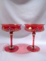 Antique Bohemian 4 Piece Set of Cranberry Champagn