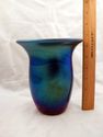 Blue Aurene Iridescent Studio Art Glass Vase, Mark