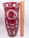 Large Bohemian, Czech Ruby Red Crystal Vase Cut to