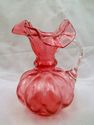 Two Fenton Cranberry Melon Hand-Made Art Glass Pit