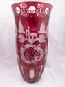 Large Bohemian, Czech Ruby Red Crystal Vase Cut to