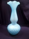 Rare Antique Satinized Quilted Art Glass Vase, Lig