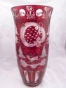 Large Bohemian, Czech Ruby Red Crystal Vase Cut to